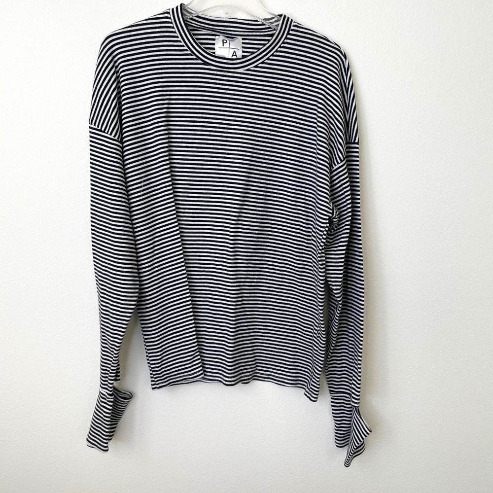 Private Academy Black White Striped Cut Out Pullover Shirt Made in USA